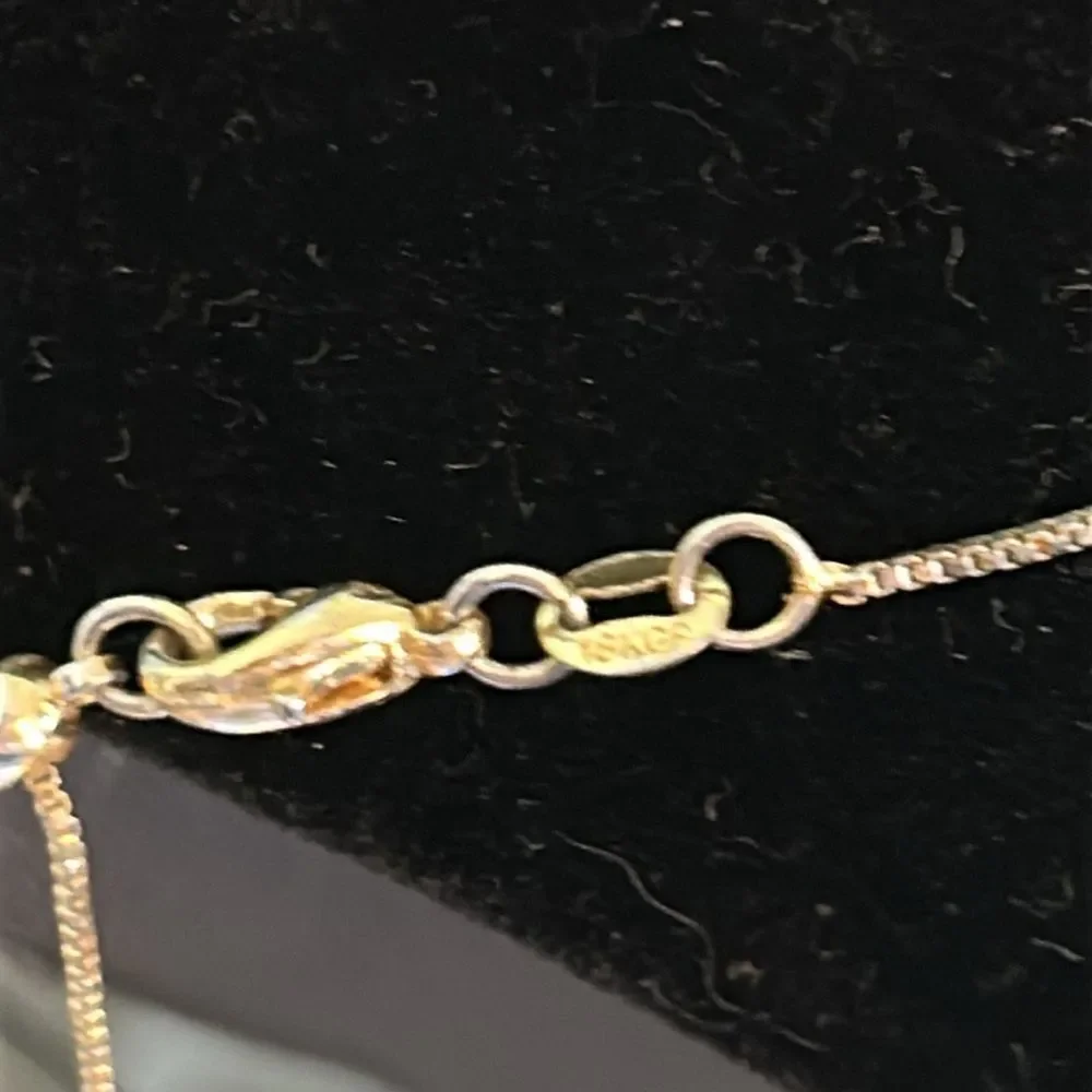 18K Gold Plated Necklace with faux pearl and rhinestone pendant